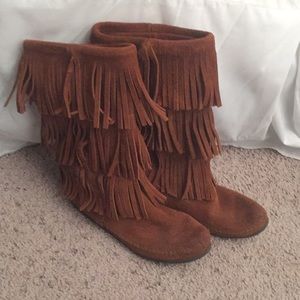 Tan Fringe Boots